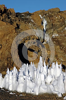 Ice spikes at the summit of mount Kilimanjaro