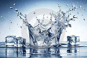 Ice splashing water on white