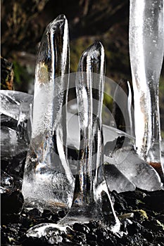 Ice stalagmites.