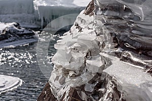 Ice stones shore pattern river