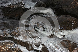 Ice stones in the river
