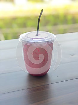 Ice strawberry milk . sweety drink