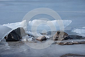 Ice structure in a lake landscape