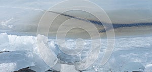 Ice structure in a lake landscape