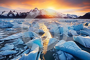 ice sunrise, AI generated