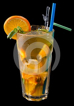 Ice tea with citrus and grenadine