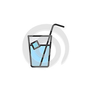 Ice tea glass filled outline icon