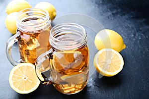 Ice tea in glass jars