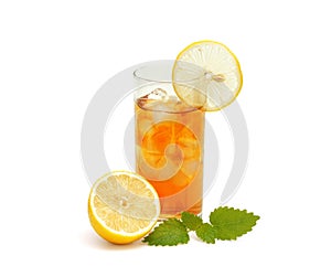 Ice tea with lemon and lemon balm