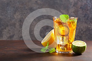 Ice tea with lemon and mint