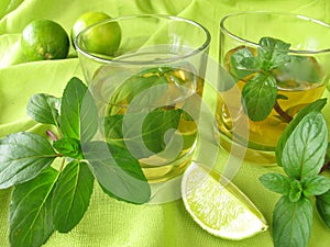 Ice tea with lemon mint