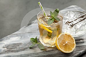 Ice tea with lemon and mint