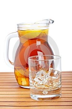 Ice tea with lemon pitcher