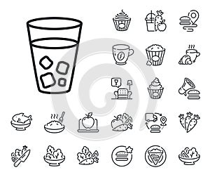 Ice tea line icon. Soda drink sign. Crepe, sweet popcorn and salad. Vector