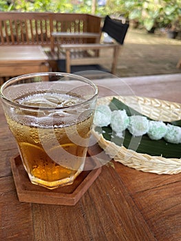 Ice tea and traditional snack, yummy