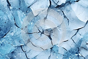 ice texture background, aerial view on blue ice with carcks texture, fozen water on lake or sea surface, winter season graphic photo