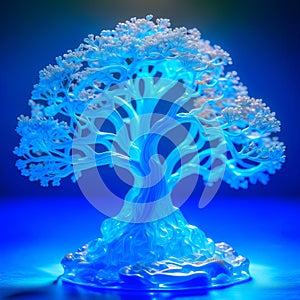 Ice tree on a blue background.