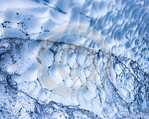 Ice wall close up. Melting glacier in Germany, macro. Global warming concept. Frozen water, backdrop. Majestic ice surface.