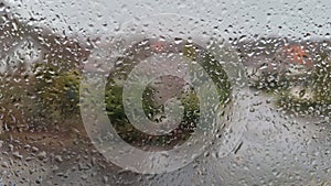 Ice drops on glass window