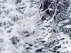 Ice waterfall close-up. Natural background