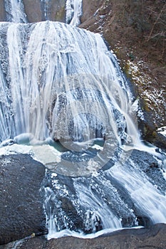 Ice waterfall in winter season Fukuroda Falls
