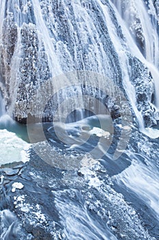 Ice waterfall in winter season Fukuroda Falls