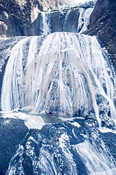 Ice waterfall in winter season Fukuroda Falls