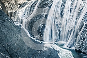 Ice waterfall in winter season Fukuroda Falls