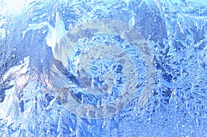 Ice window frosted blue abstract background