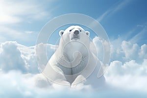 icebear sit in fluffy cloud AI generated