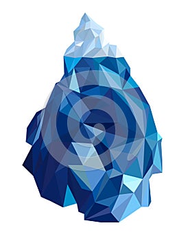 Iceberg above and below water line low poly vector isolated with white background