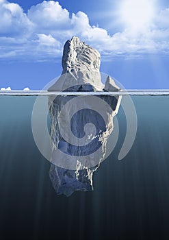 Iceberg with above and underwater view