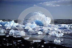 Glaciar ser roto de acuerdo a ondas 