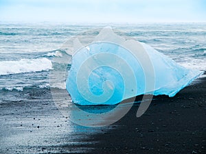 Iceberg on black beach