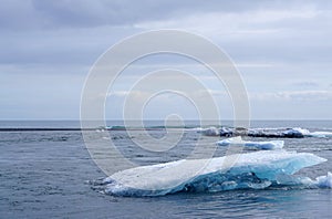 Iceberg on the black rock beach