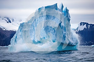 iceberg breaking apart, fragment falling into the water