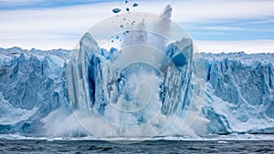 Iceberg Collapsing and Splitting in Arctic.