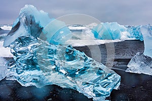 Iceberg at Diamond Beach Joekulsarlon in Iceland, Europe