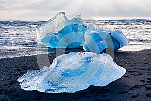 Iceberg at Diamond Beach Joekulsarlon in Iceland, Europe