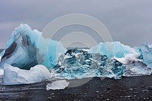 Iceberg at Diamond Beach Joekulsarlon in Iceland, Europe