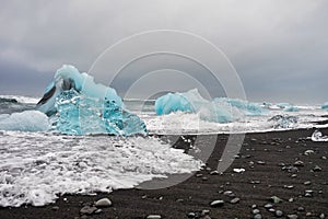 Iceberg at Diamond Beach Joekulsarlon in Iceland, Europe photo