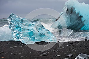 Iceberg at Diamond Beach Joekulsarlon in Iceland, Europe photo