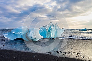 Iceberg at Diamond Beach Joekulsarlon in Iceland, Europe photo