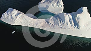 Iceberg float in antarctica ocean aerial view