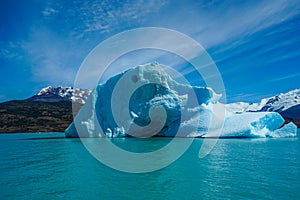 Iceberg floating in the Argentino Lake near the Upsala Glacier