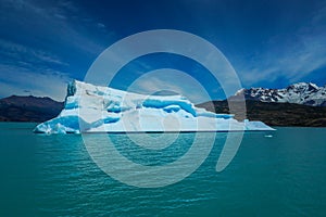 Iceberg floating in the Argentino Lake near the Upsala Glacier