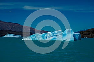 Iceberg floating in the Argentino Lake near the Upsala Glacier