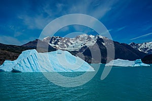 Iceberg floating in the Argentino Lake near the Upsala Glacier