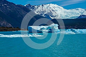 Iceberg floating in the Argentino Lake near the Upsala Glacier