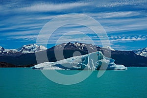 Iceberg floating in the Argentino Lake near the Upsala Glacier